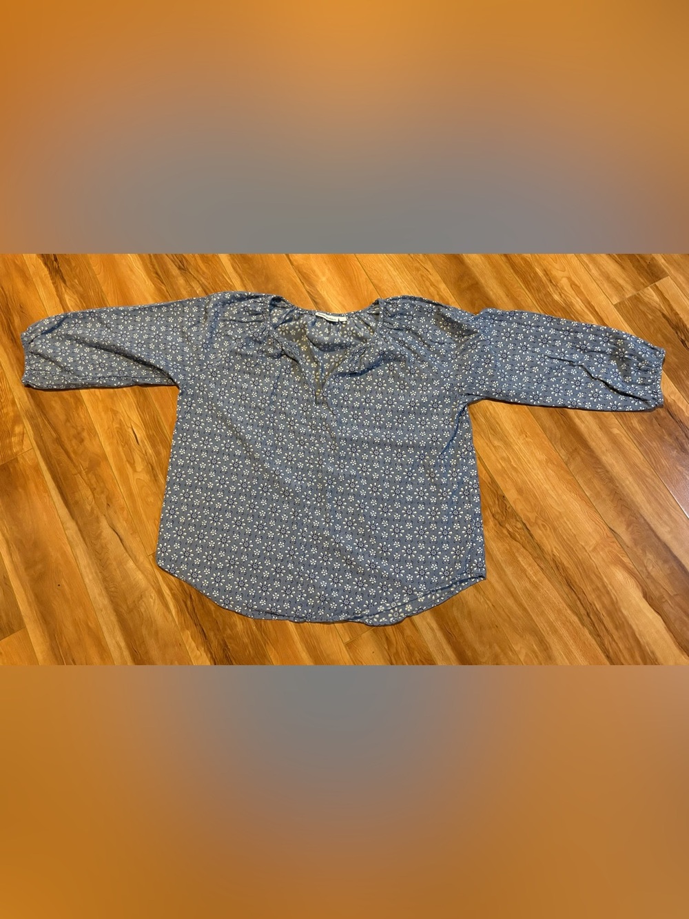 Roller Rabbit Blue Floral Peasant Blouse